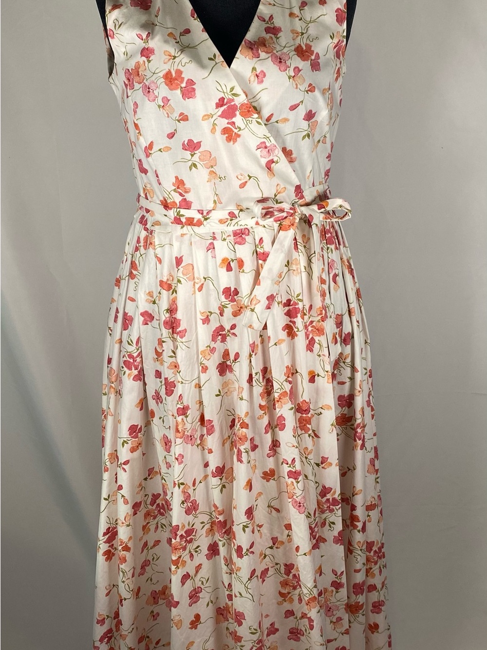 Laura Ashley Cream Maxi Dress with Pink and Orange Floral Print